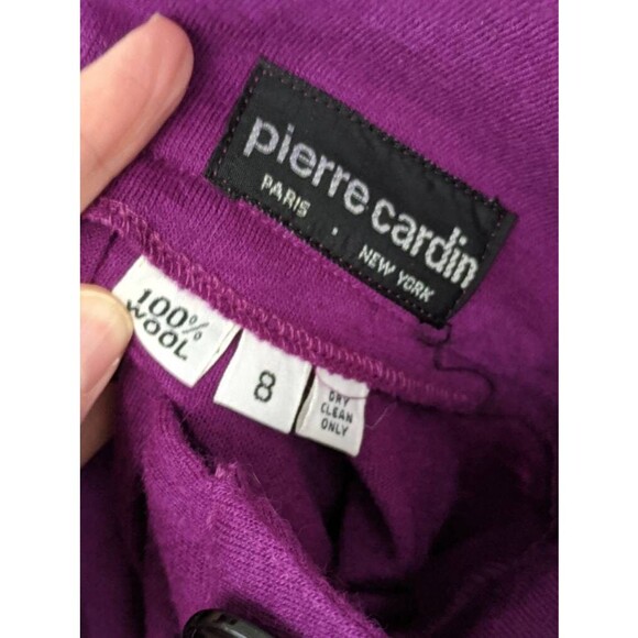 Side Button Purple Skirt Wool Pierre Cardin 80s New S 26 Waist - Picture 4 of 6